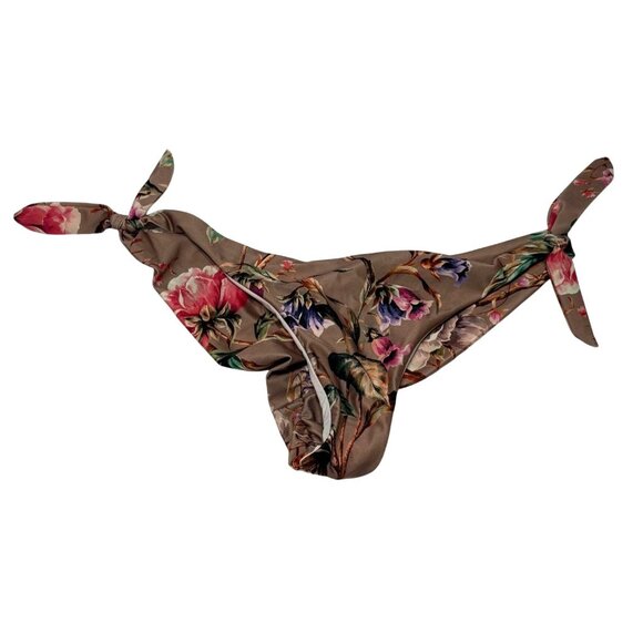 Vitamin A Ruched-Back Cheeky Bottoms in Brown Floral - Picture 1 of 3